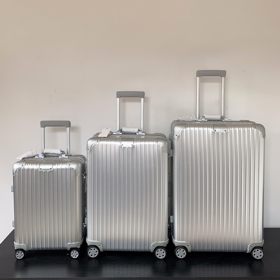 Designer Suitcase Boarding Luggage Rolling Suitcases Aluminium Alloy Boxes Genuine Leather Handle Trolley Case Travel Valise Large Capacity-image-1106587260