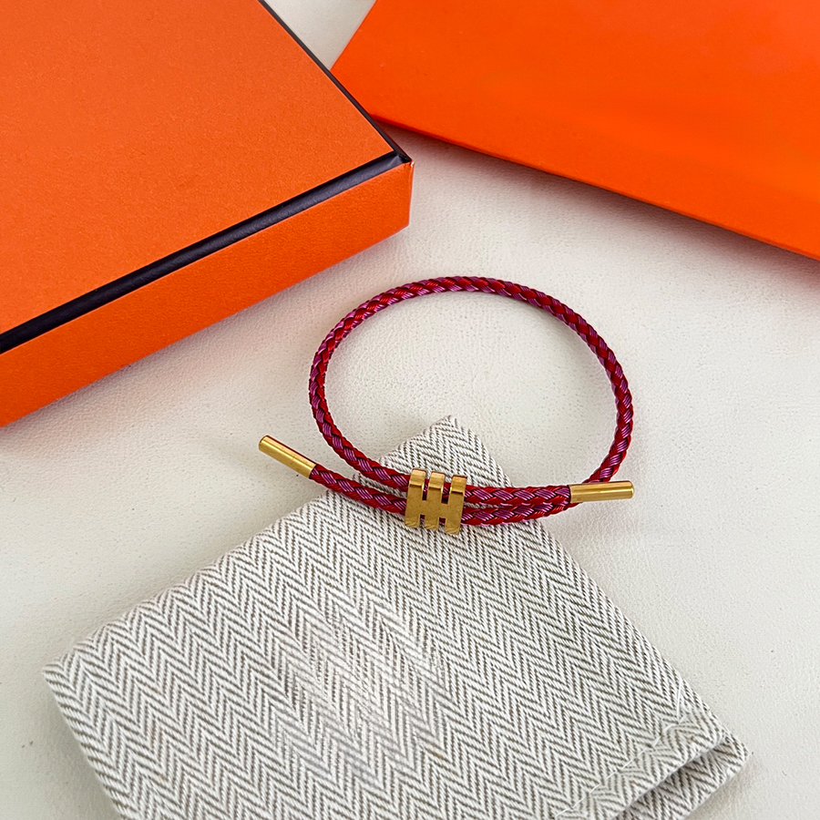 Unisex Leather Cord Braclet Designer Jewelry Alloy Bracelets Luxury Bangle Classic Fashion Letter Pattern Bracelet Steel Texture High Quality With B