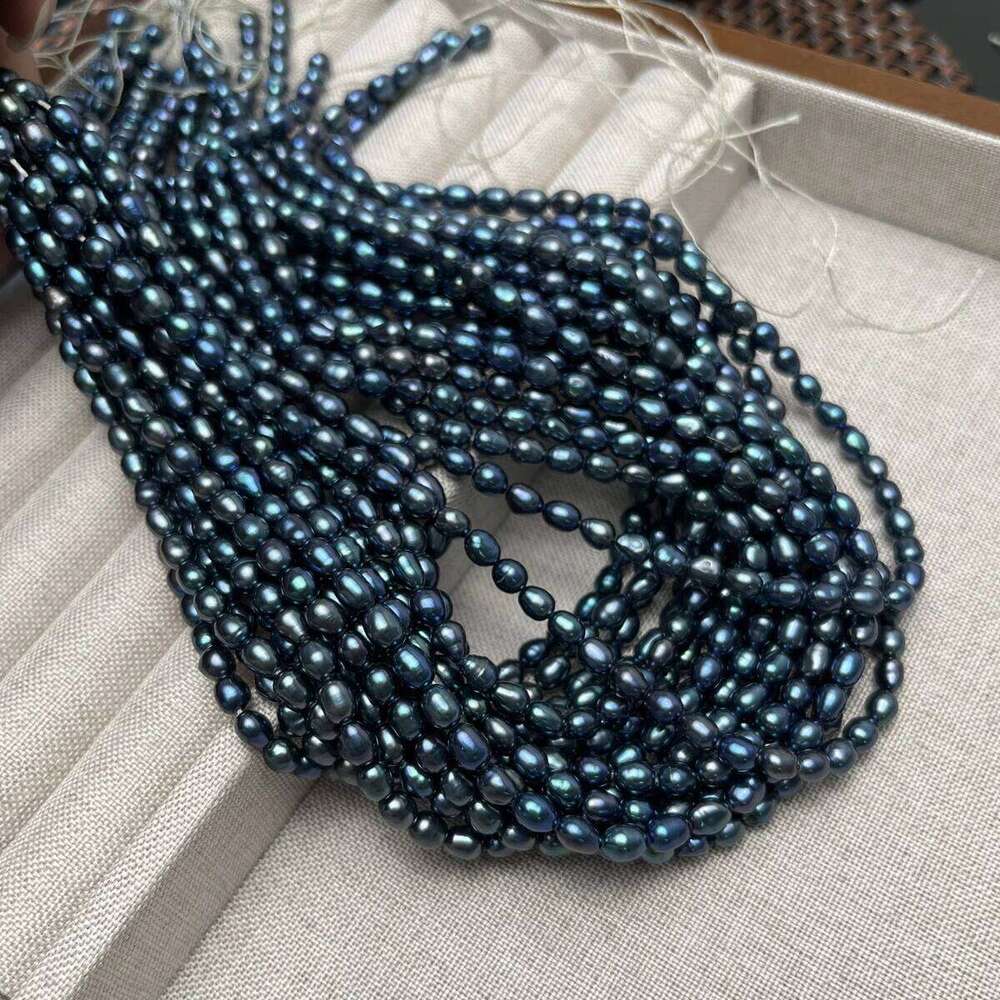 AAA 4-5mm Black High-Quality Natural Freshwater Pearl Rice-Shaped Beads for Jewelry Making DIY Necklace Bracelet Accessories 3c653