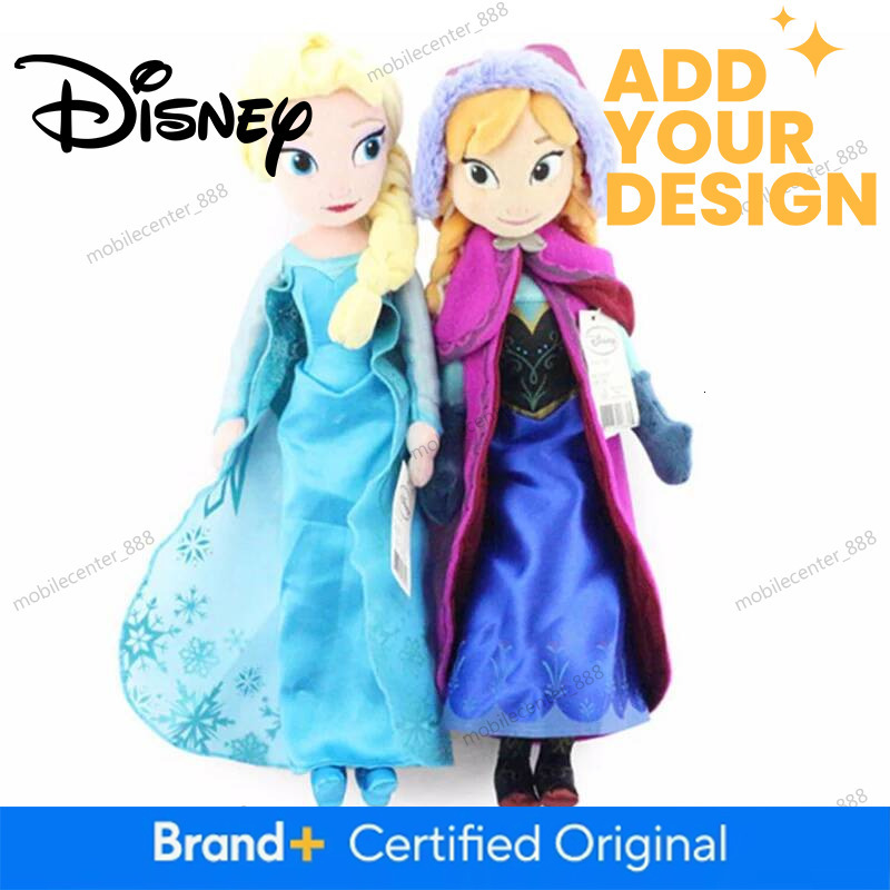Disney Designer 40Cm Frozen Princess Anna Elsa Plush Doll Toys Snow Queen Princess Anna & Elsa Soft Stuffed Toys Gifts For Girls Kids Luxury