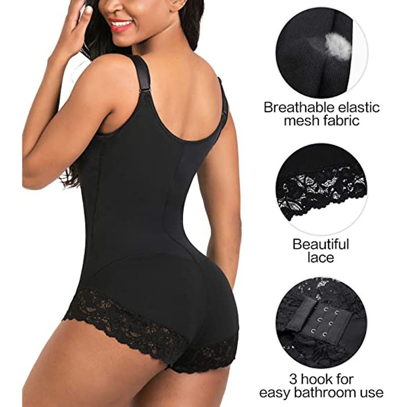 Plus Size Shapewear Bodysuit for Women - Waist and Tummy Control Hip Lifting Seamless Compression Underwear, Breathable Elastic Mesh Fabric High-image-1106569924