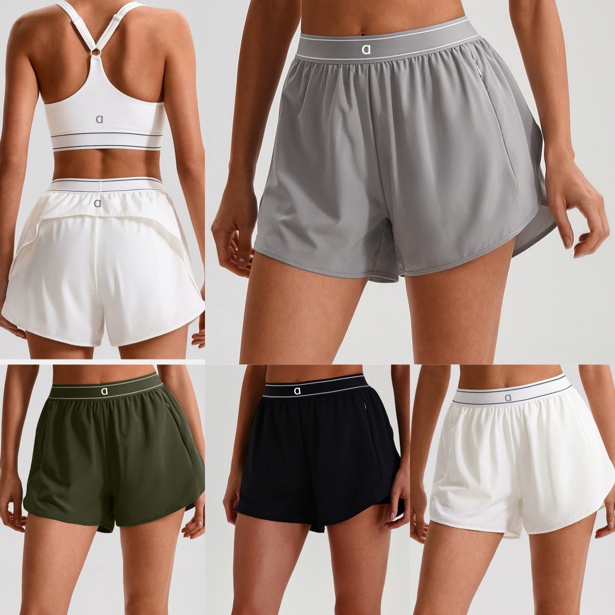A2120 Women Quick Drying Yoga Bra Sports Vest Pilates Running Fitness Exercise Quick-drying Shorts Running Fitness High Waist Yoga Shorts-image-1106593638