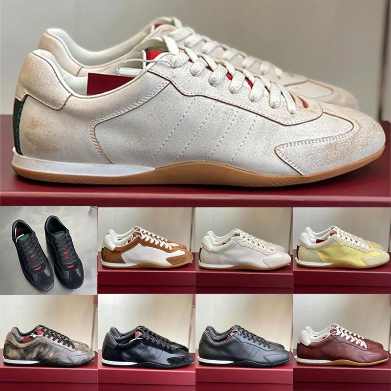 Femmes Shift Sneaker Marque Designer Femmes Baskets Rétro Blanc Effet Délavé Tige En Cuir Bicolore Semelle En Caoutchouc Mode Basse Chaussures De