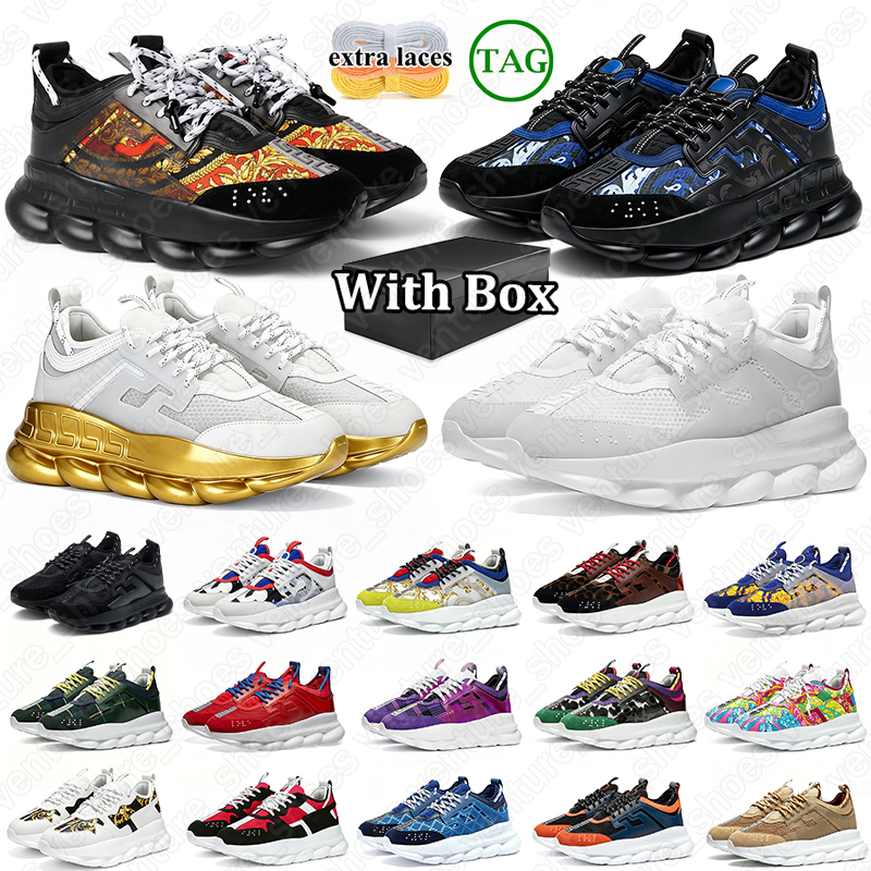 with box designer shoes d h gate Chain men women platform sneakers chaussures durable trainers outdoor runners outdoor trainer shoe black white gold