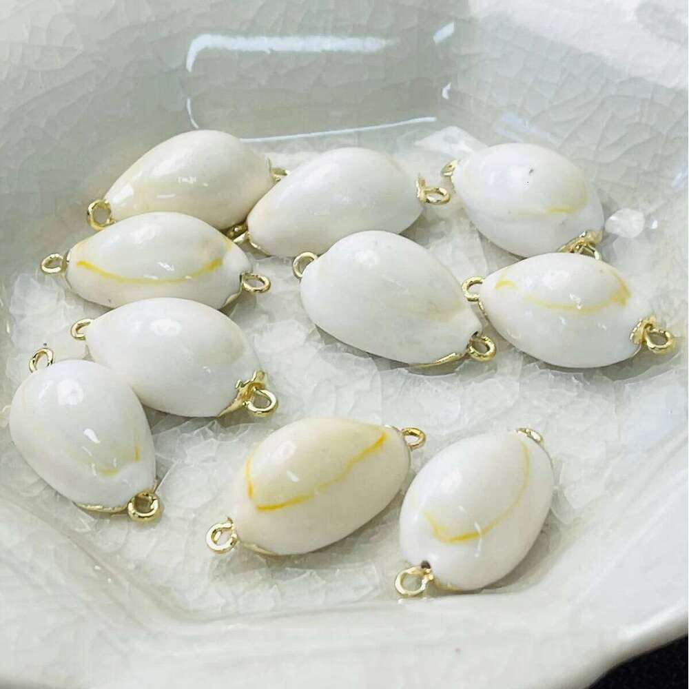 10pcs/pack Fashion Natural White Conch Pendant Gold Color Trimmed Charms for Jewelry Making DIY Necklace Earrings Accessories 56727