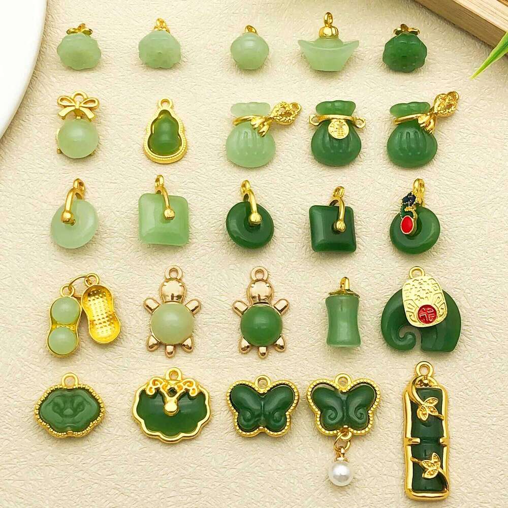 Mix 10/25pcs Chinese-style imitate Hetian Jade Natural Stone Charms Pendants Perfect for DIY Necklace, Earring Bracelet Craftin 4a0d5