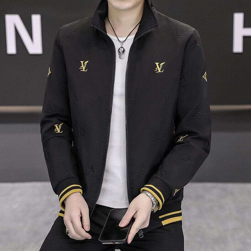 2025 Spring New Men's American Printed European Stand up Collar Jacket Fashion Korean Embroidered Loose Jacket for Men