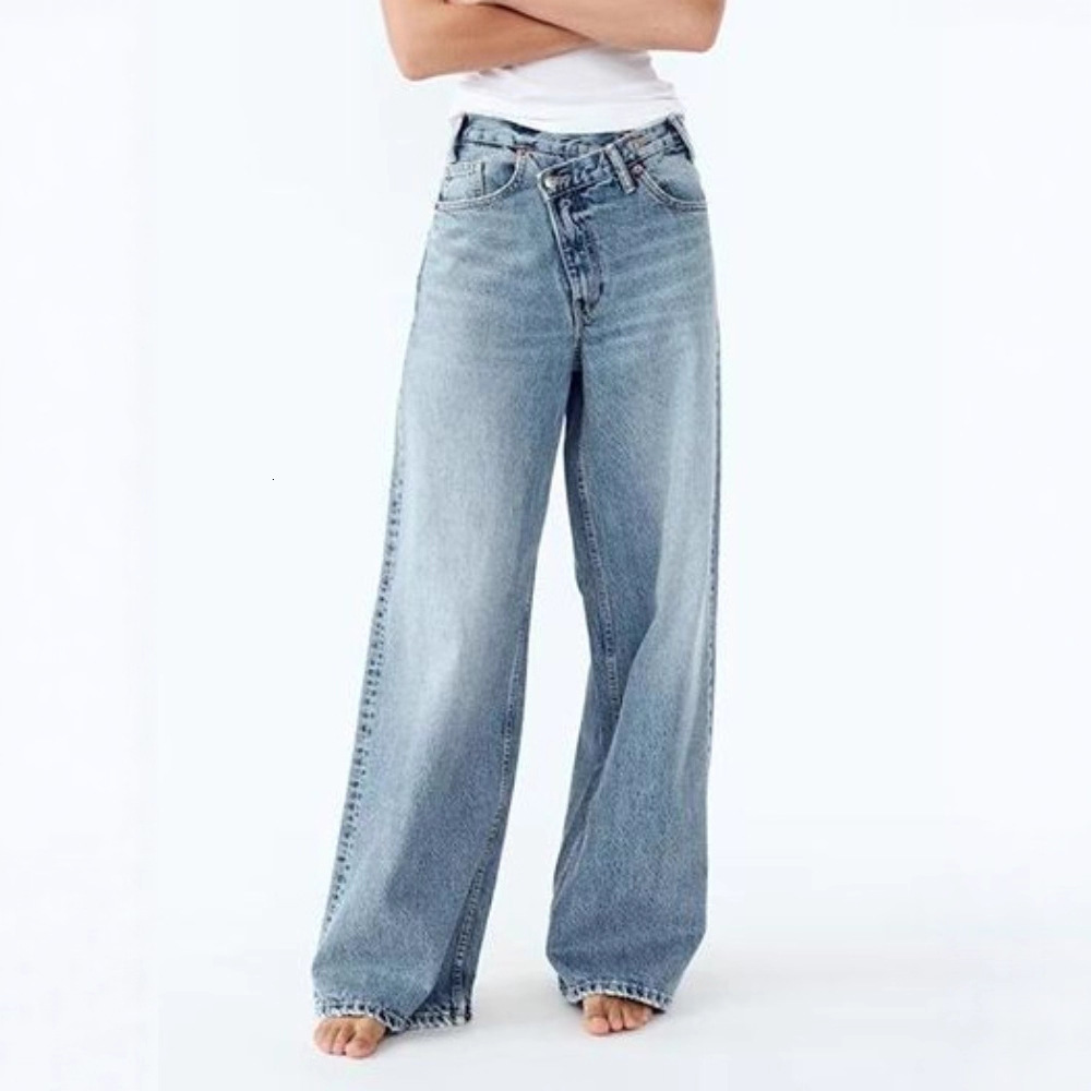Designer europeo e americano Y2K jeans in denim lavato donna casual semplice adatto per il pendolarismo con pantaloni a gamba larga dritti dal desig