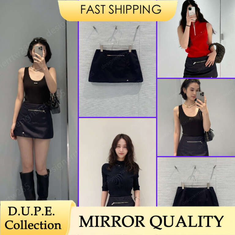 mium Designer Mini Skirt Women Black Nylon Short Skirts Luxury Fashion High Street A-Line Zipper Pocket Bottoms with Letter Logo-image-1106623967