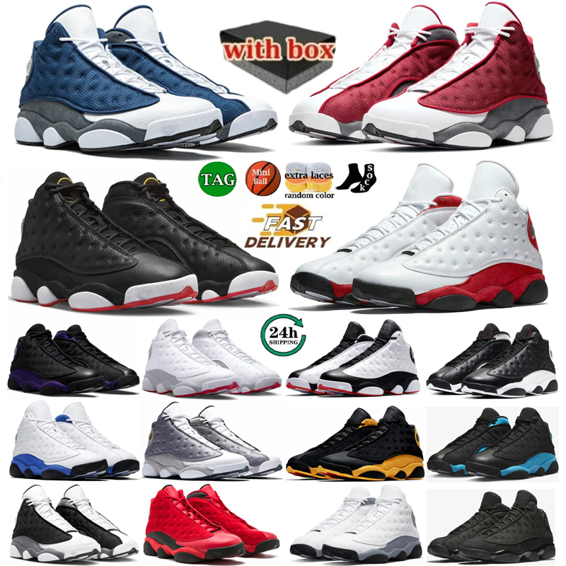 Designer With box 13 13s men Hight Cut basketball shoes Blue Grey Wheat wolf grey playoffs Red Flint toe French Brave Del Sol Obsidian Court Purp