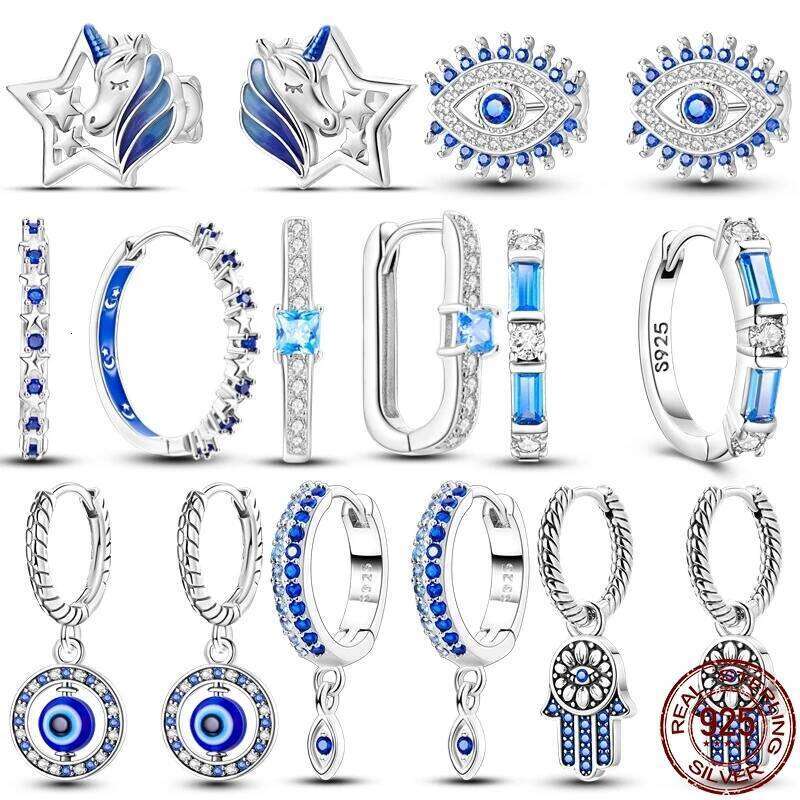 New Product S925 Sterling Silver Blue Zircon Series For Women's Simple Earring 2024 Trending Fashion Jewelry Birthday Gift Hot 552c9