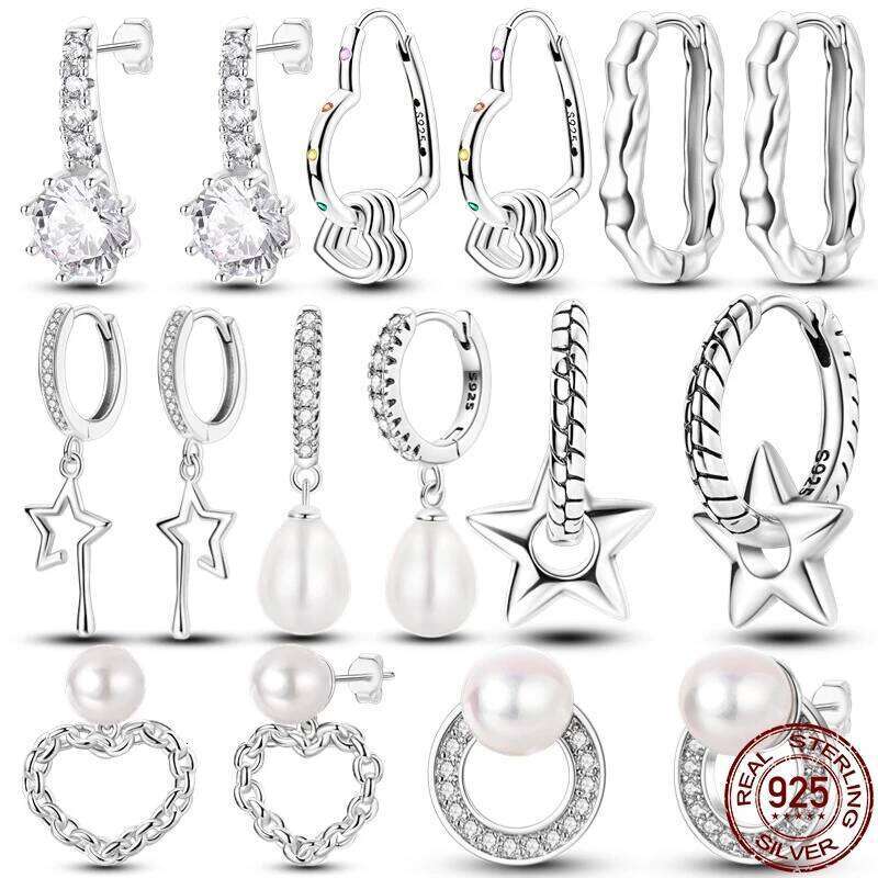 New Original S925 Sterling Silver Sparkling Drop Pearl For Women Simple Earring 2024 Trending Fashion Jewelry Birthday Gift Hot 8ea96