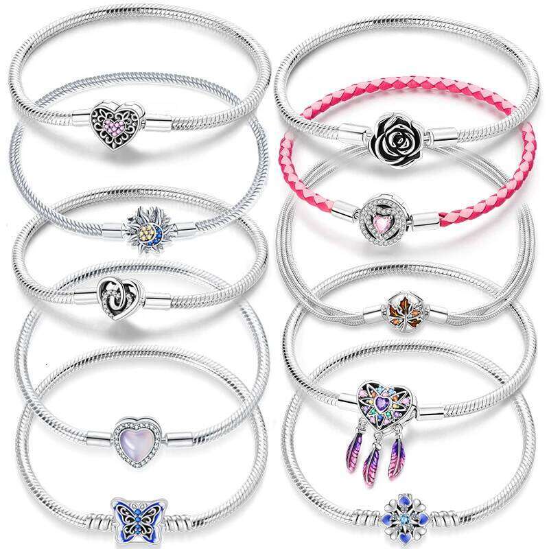 925 Silver 17-20CM Heart Pave Zirconia Original Bracelets Infinity Bracelet Fit DIY Charms Bead Birthday Jewelry Gifts Hot Sale 4faf2
