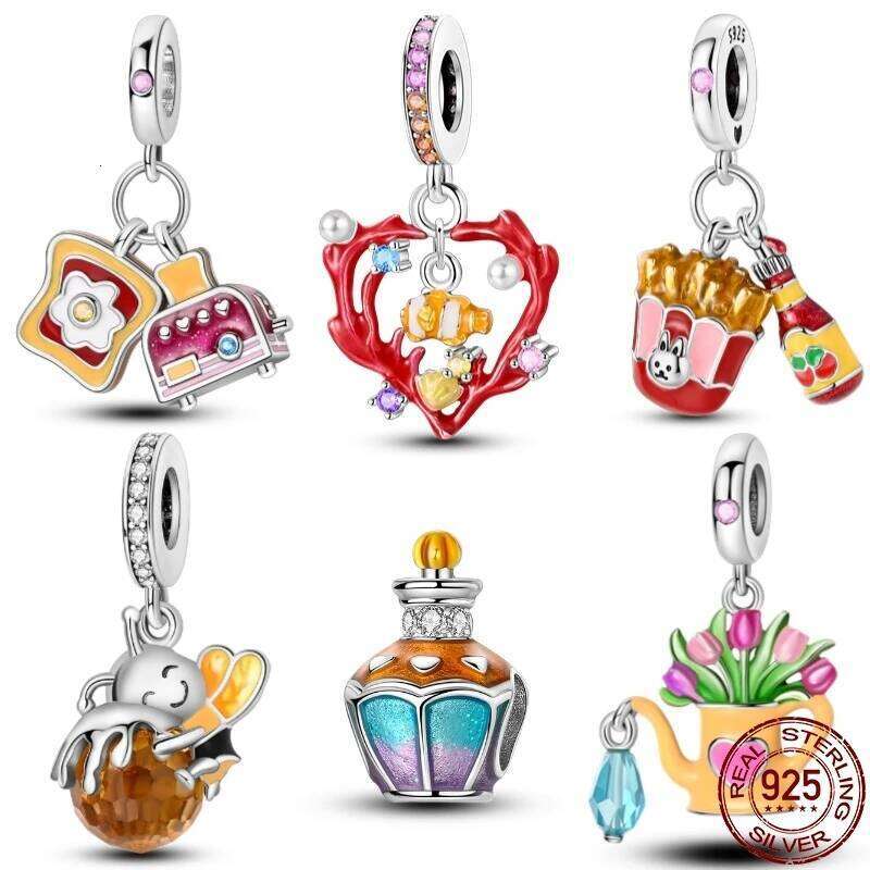 Fit 3mm Pan Original Bracelet 100% S925 Sterling Silver Toaster Toast Pendant Charm For Women Jewelry DIY Fine Gift Hot New 0536c