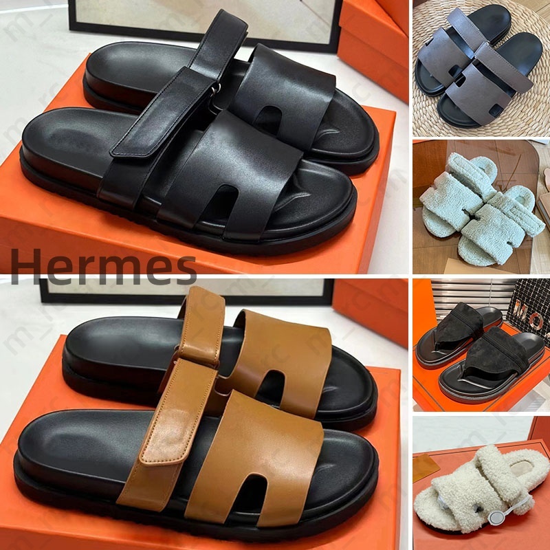 Sandales de créateurs de luxe pour femmes hermens blanc noir or gris naturel hommes diapositives décontractées femmes pantoufles de plage d'été c