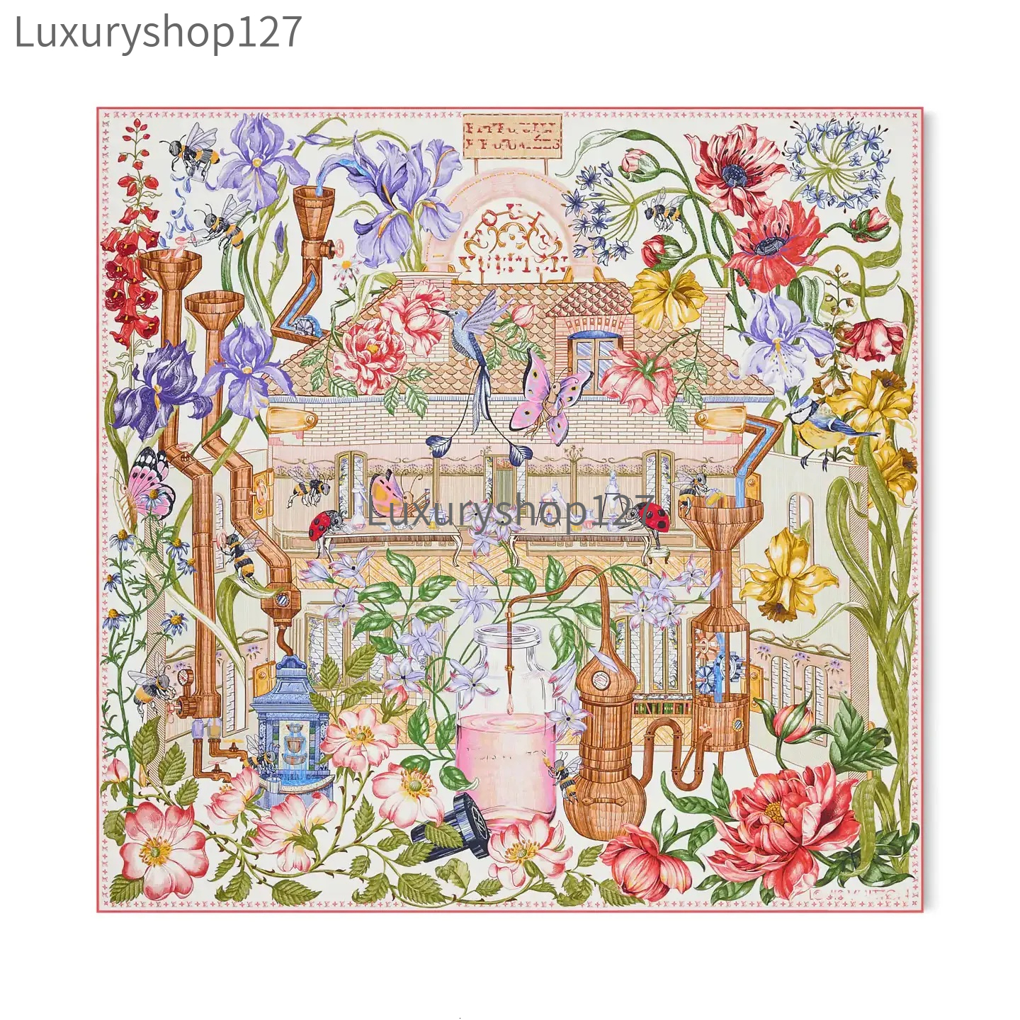 L Brand Luxury Silk Designer Scarf Fashion Hijab Women's floral alphabet Design Alphabet Print Cape 90cm