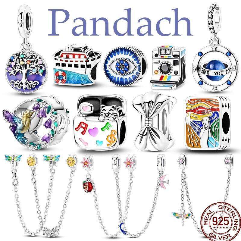 925 Sterling Silver Spring Tree Of Life Bird Camera Colorful Blue Zircon Pendant Beads Suitable Fit Pan Original Bracelet dcf79