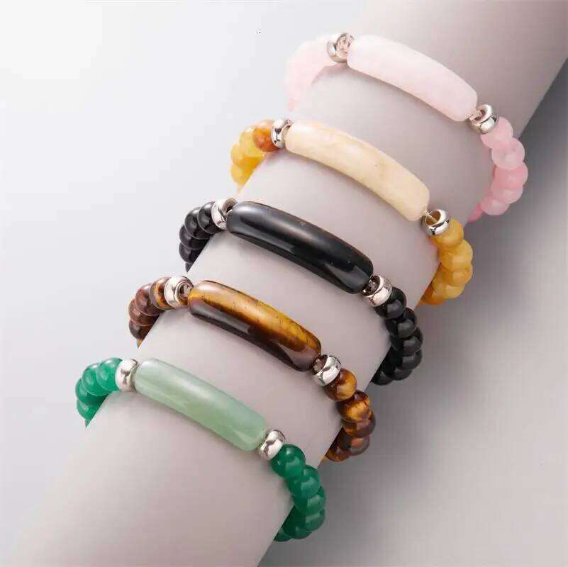 Bridge bracelet Natural Stone Crystal Druzy Rose Quartz Amethyst Gemstone Beaded Beads Bracelet for Women Girls Jewelry Gifts b2a94