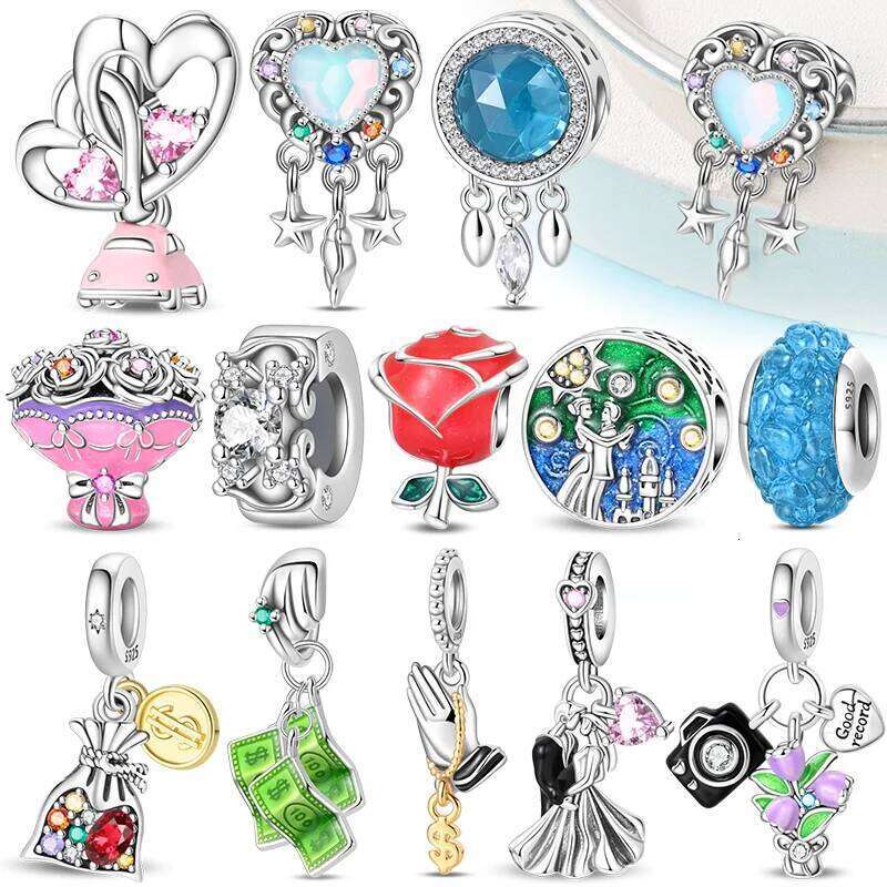 Wedding S925 Silver Pendant Beaded 3mm DIY Party Romantic Exquisite Jewelry Making Gift 6a501