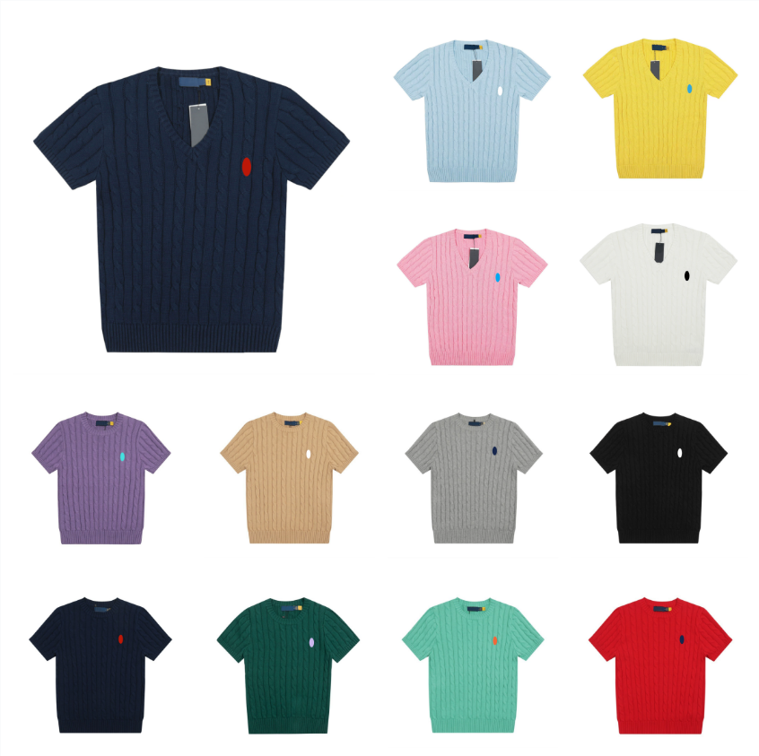 RL T-shirt da donna in maglia di cotone slim fit Classic Pony ricamato casual stile preppy Top per donna polo a maniche corte camicia da lavoro T-sh