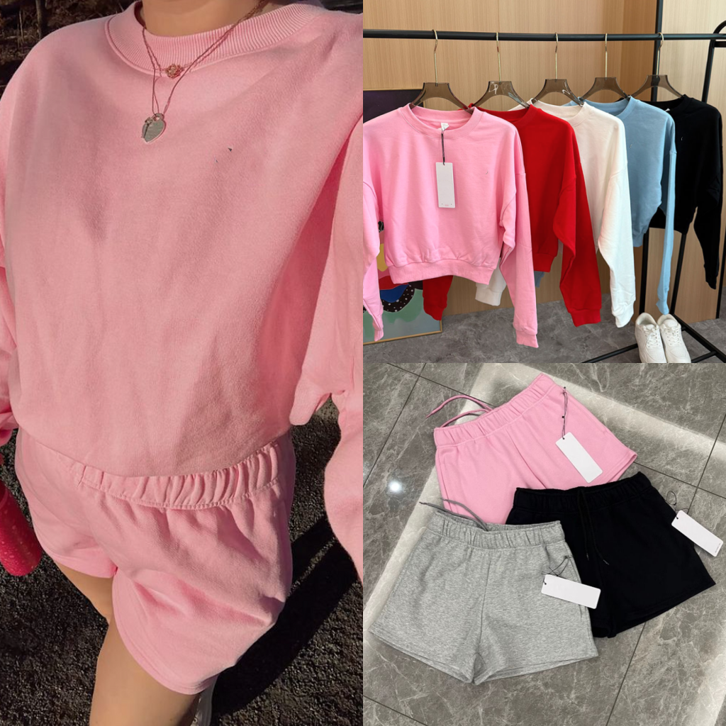 Ensembles de créateurs vêtements pour femmes ensemble de shorts de yoga sweat-shirts courts shorts pull à col rond dames survêtement court du stu