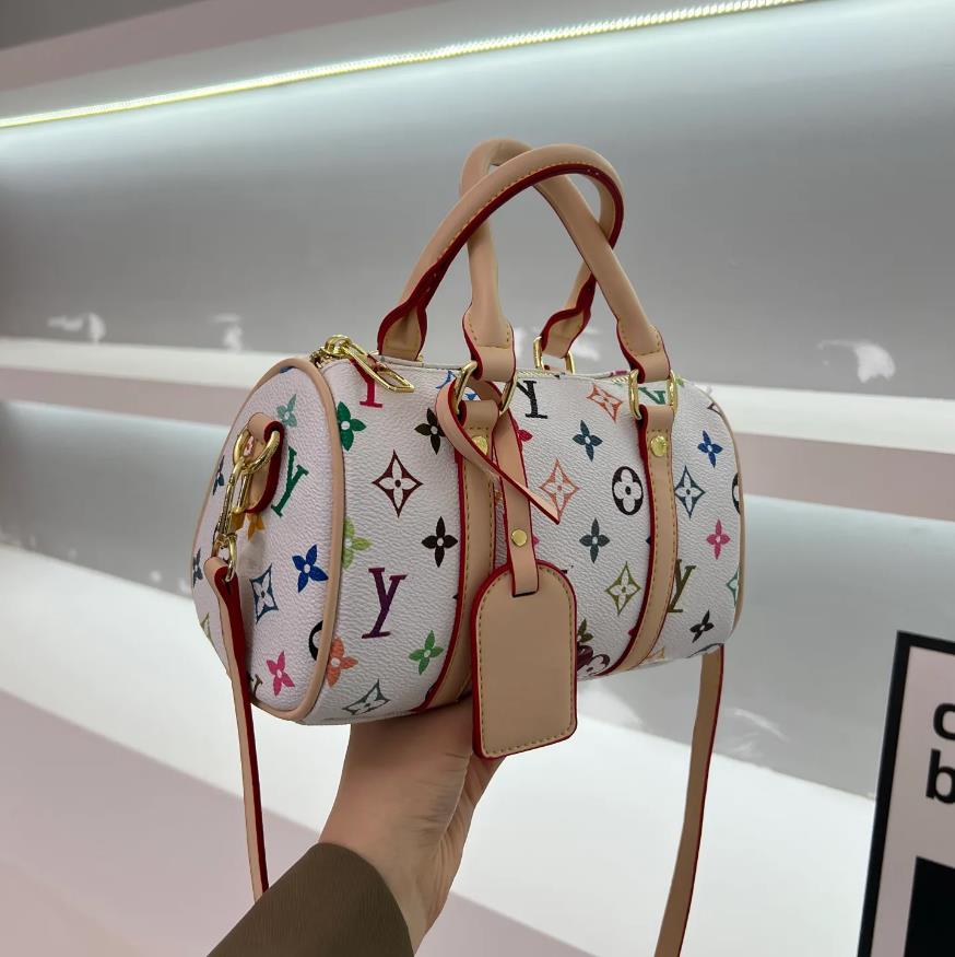 Fashion classic Monogram Mini Cylindrical Boston Handbag shoulder crossbody Bag Lightweight Design for All-day Comfort, Ideal for Carrying Phone, Wa