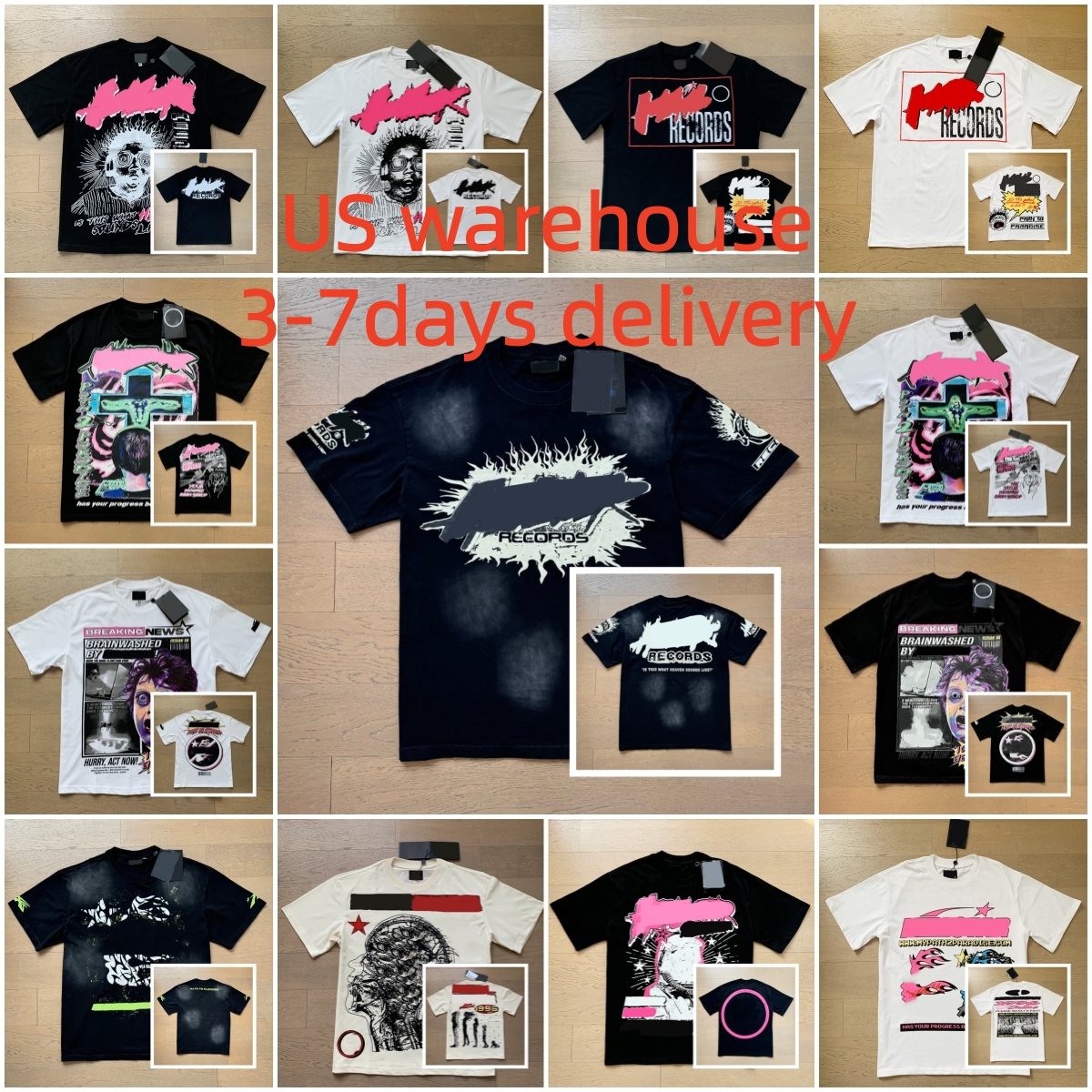 New Designer Graphic T-Shirt with NFC Chip for Men Women, Vintage Washed Cotton Short Sleeve, Loose Round Neck Streetwear Tops, Casual High Street F