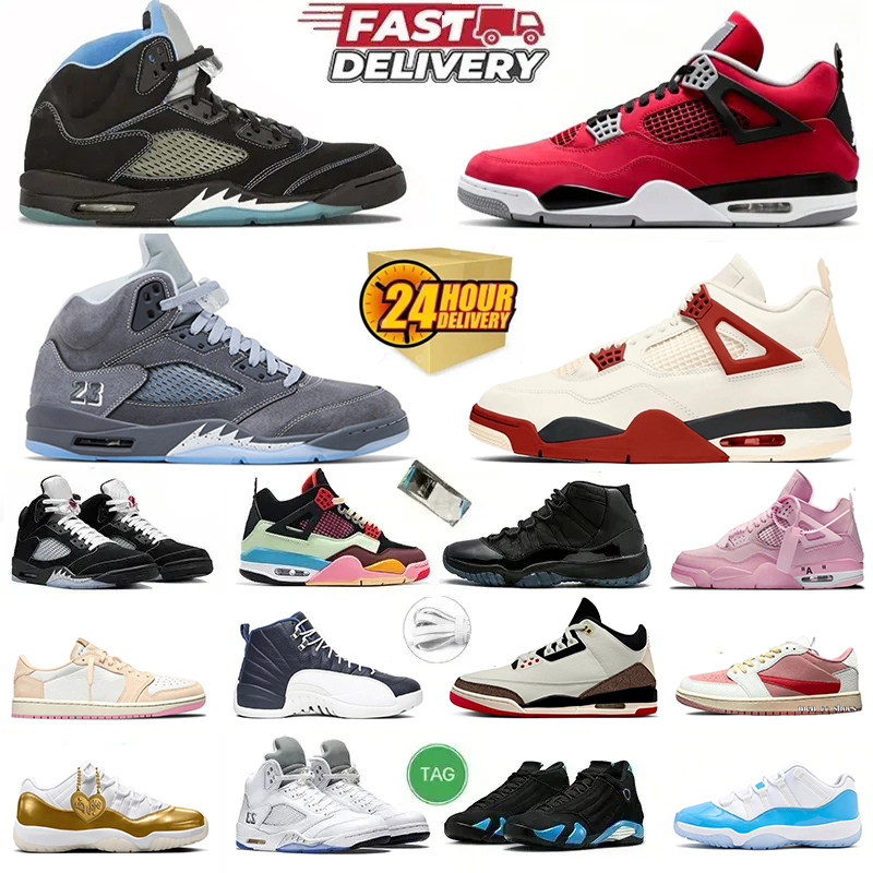 Designer 1s 4s 5s 11s 12s 14s Basketball shoes 5 black University Blue 4 Toro Bravo wolf grey White Metallic 12 Bloodline Men Women trainer sport sh