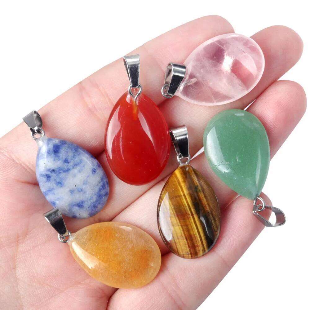 2/5/8pcs/set Fine Natural Stone Pendant Crystal Rose Quartz Charms for Jewelry Making Supplies DIY Necklace Earrings Accessories e3e9e