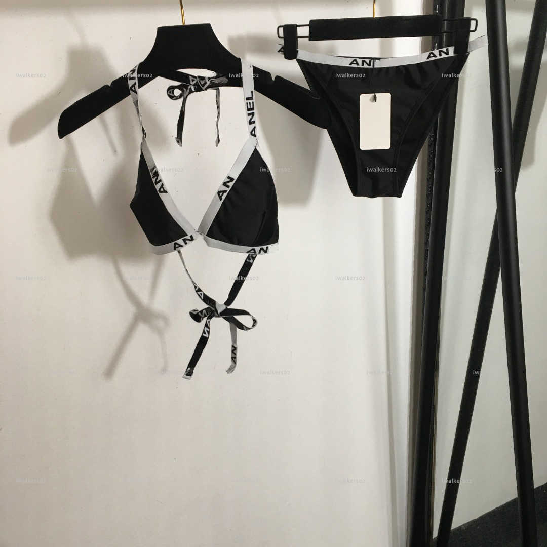 Classics split-body set women swimsuit summer lady bikini women designer clothes letter woven webbing waistband underwear + Triangle briefs A628X-image-1106682527