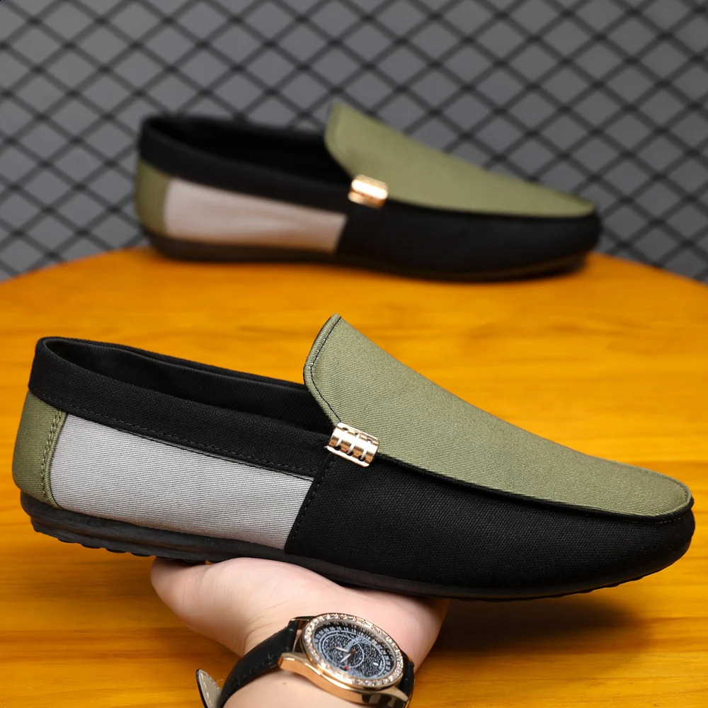 2025 SpringAutumn Arrivals Fashionable Mens Shoes Large Colour Block Patchwork Loafers Versatile Stylish Student 260519banjia
