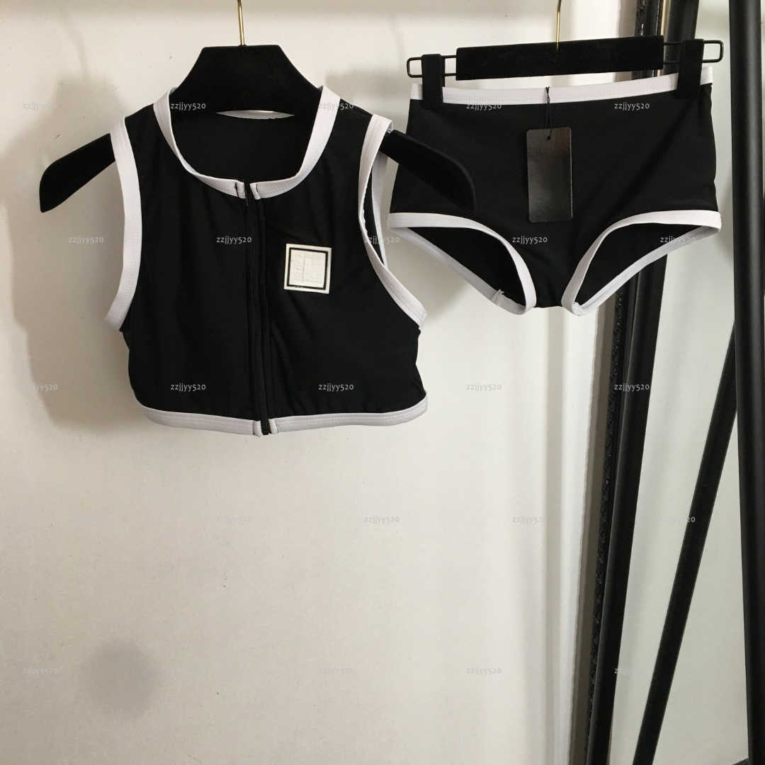 New split-body set women swimsuit summer lady bikini women designer clothes Yoga Set Logo Embroidered Strapless Front Tie-Up Vest A628X13N239-image-1106683730