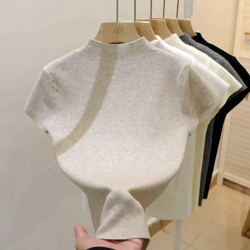 Woman Clothing Short Sleeve Tshirt Slim Fit Tops Female ONeck Knitted Sheath Tee Shirt Street Wear Sex Sporty 2026 Y2K 260518