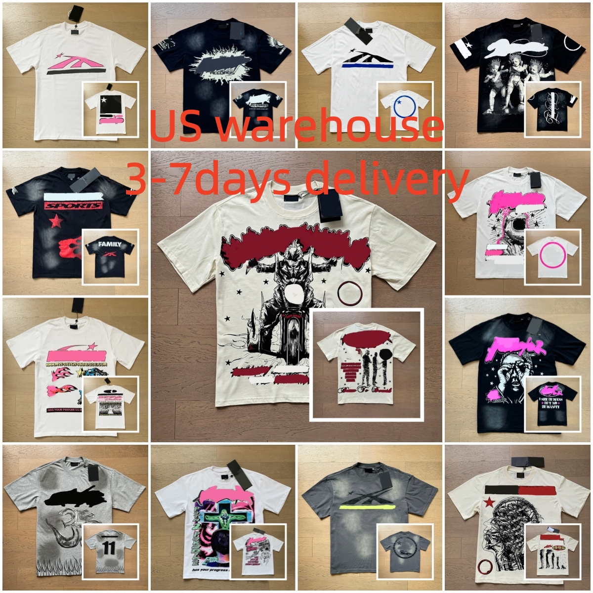 T-shirt imprimé de créateur, unisexe, avec puce NFC, col rond ample en coton rétro, street casual, chemise à manches courtes à la mode High Stree