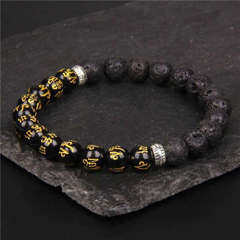 Buddhism Natural Lava Stone Beads Bracelet Men Women 8mm Malachite Beaded Yoga Healing Bracelets Prayer Lucky Jewelry Gifts 1370c
