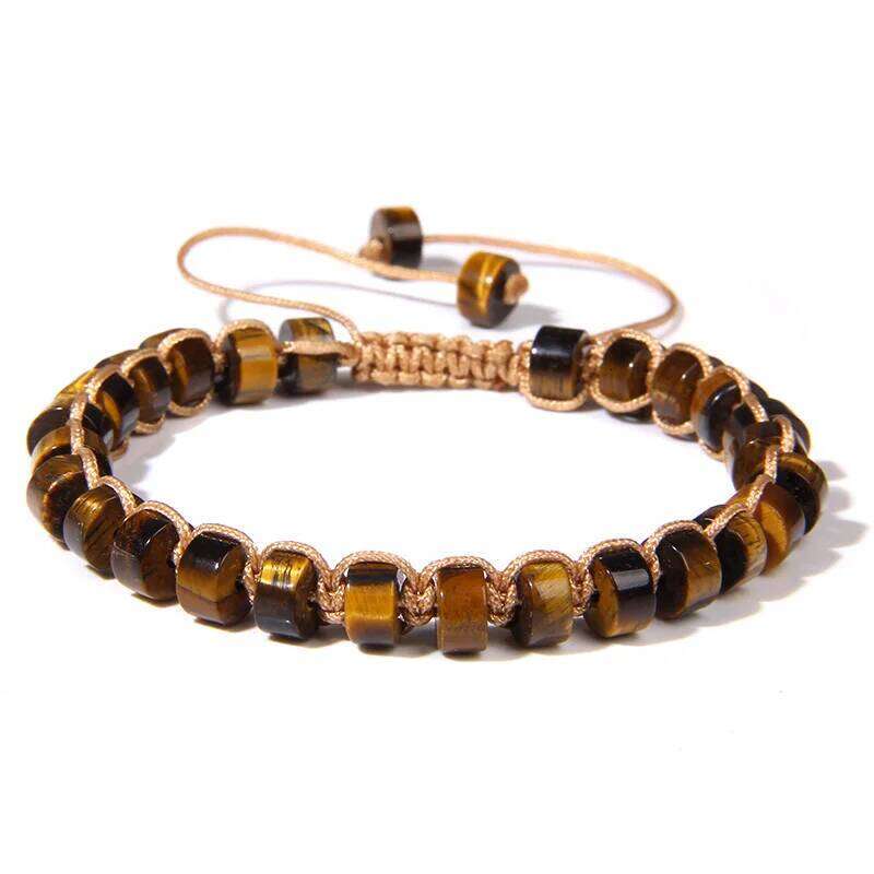 Handmade Natural Stone Braided Bracelet 3x6mm Rose Quartzs Tiger Eye Agates Jaspers Beads Charm Bracelets Women Men Boho Jewelry 4f3c6