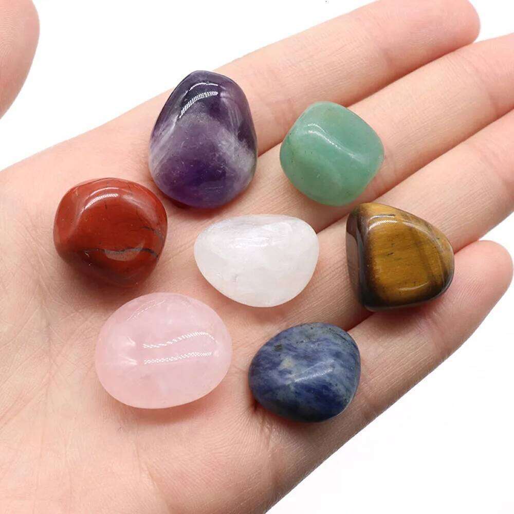 Natural Crystal Rose Quartz Amethyst Seven Chakra Reiki Irregular Tumbled Colorful Yoga Stone 7/8pcs Set Accessories eccba