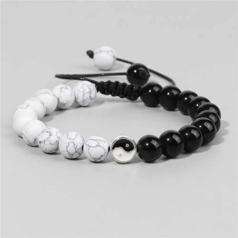 Natural Stone Tai Chi Braided Beads Bracelet Yin Yang Paired Charms Bracelets for Men Women Lover Fashion Jewelry Gift 3cea8
