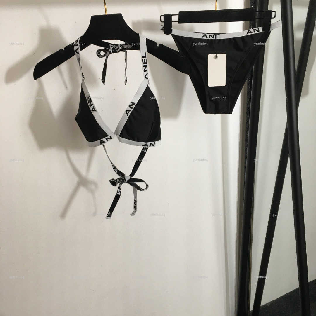 Popular split-body set women swimsuit summer lady bikini women designer clothes letter woven webbing waistband underwear + Triangle briefs A628X1-image-1106682585