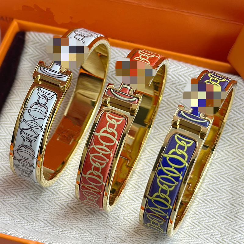 26s NEW Luxurious Designer Enamel Bracelet Brand H Bracelet Jewelry Gold Bracelet With Printed Patterns Classic Jewelry Designer Bracelet Finger-image-1107063283