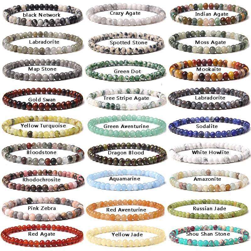 4mm Mini Chakra Beads Bracelet Natural Stone Agates Lava Beaded Bracelets Bangles for Women Men Best Friend Gifts Dropshipping d1287