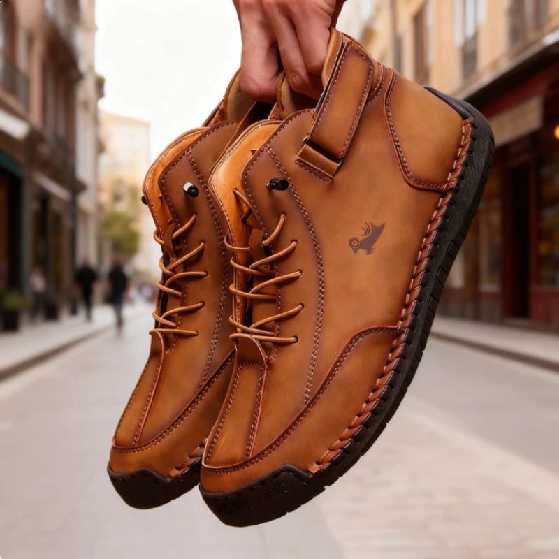 Barefoot Handmade Leather Boots for Men Spring Autumn Comfortable Soft Walking Loafers Fashion Retro Anti Slip Zero Drop Shoes 260519banjia