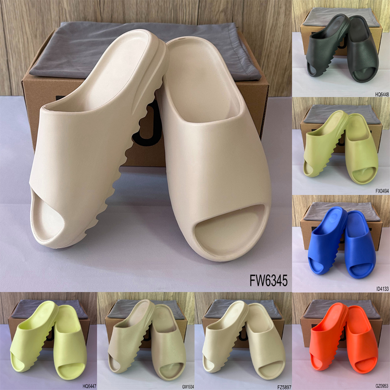 High quality Designer Slippers Sandals Mens Womens Slides Onyx Bone Blue Black White Brown Sand Slider Flats Foam Slide EVA Room Summer Outdoor Beac