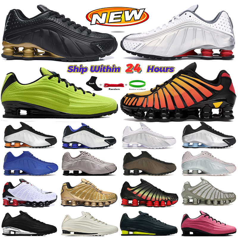 Mens Womens Running Shoes Shoxes R4 TL Z triple black gold metallic silver Sports Sneakers Men Platform Sport Outdoor Shoes Women Designer Runner Tr