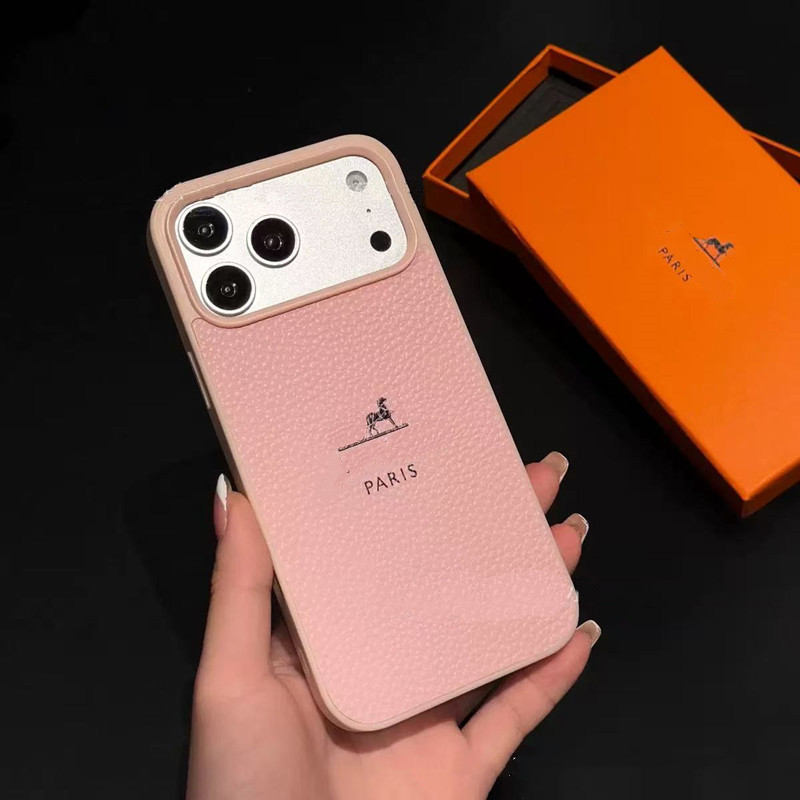 HHH With box For iPhone 17 Pro 16 15 14 Pro Case Designer Phone Case Apple iPhone 15ProMax 14ProMax 12 13pro 15 14 Case Luxury pebbled leather Full