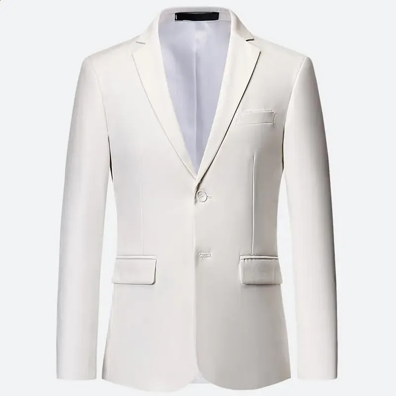 Men White Formal Jackets Two Bittons Long Sleeve Korean Mens Suit Office Wear Wedding Blazer 260515BANJIA