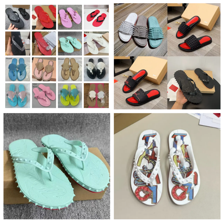 Men Women Sandals Flip Flops Leather Slippers Fashion Luxury Red Letter Bottom Flat Beach Shoes Sneaker Summer 29249 31556 23278