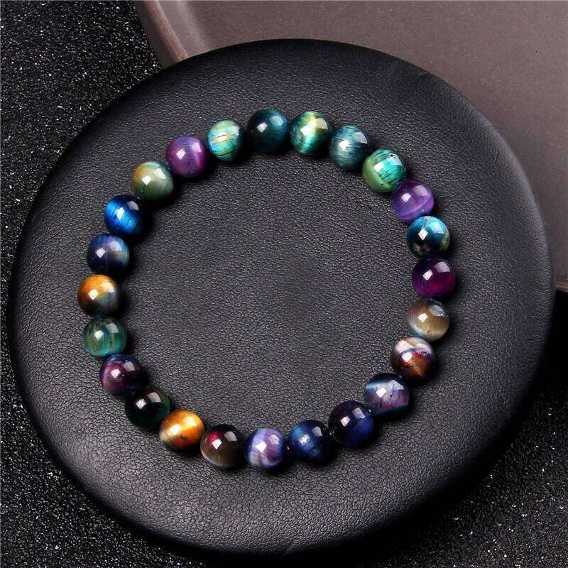 New Fashion Real Natural Tiger Eye 8mm Round Polished Stone Beaded Bracelet for Women Men Energy Jewelry Gifts 8397a