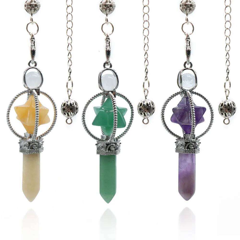 Natural Stone Crystal Pendulum Kabamer Star of David Hexagonal Pillar Rose Quartz Charms for Jewelry Making Necklace Accessories 0a12c