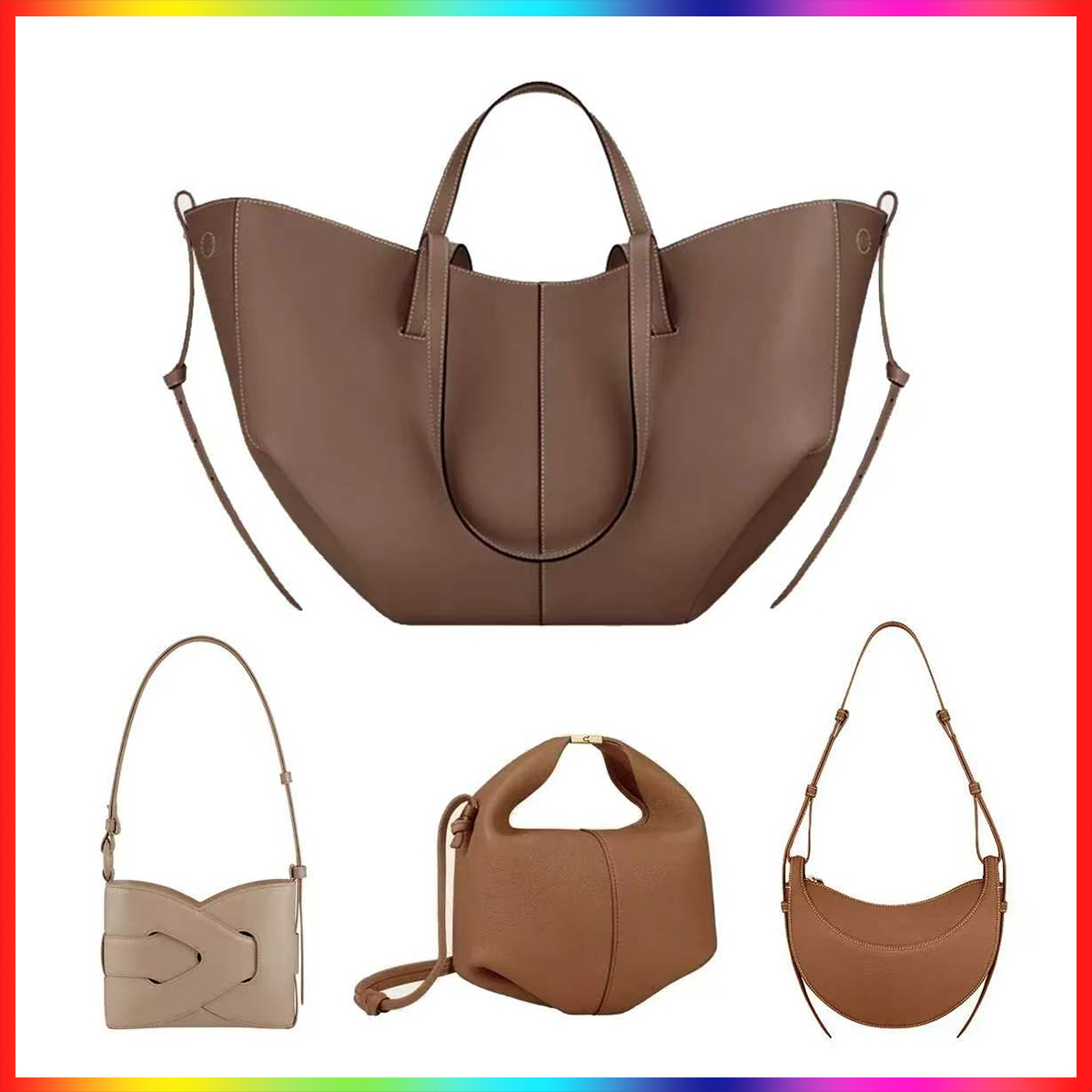 10A 2026 Luxury designer makeup bag top quality women's half moon bag smooth leather cross body shoulder bag fashion classic lady tote underarm